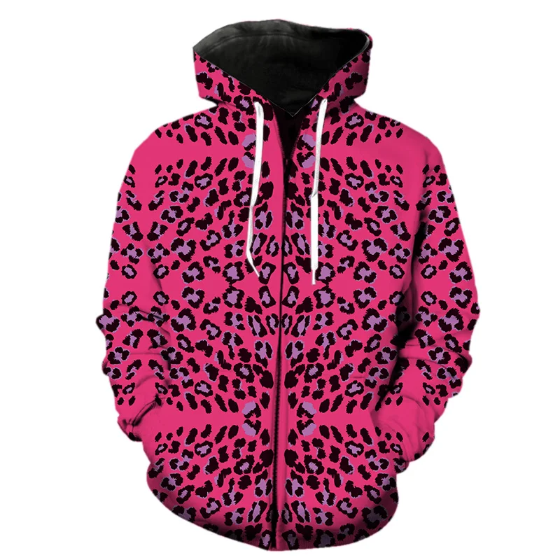 thumbnail image 1 of Sudadera con capucha y cremallera con estampado 3D de leopardo para hombre, estilo Harajuku, con textura de piel de animal, de manga larga, estilo hip hop, 1 of 5