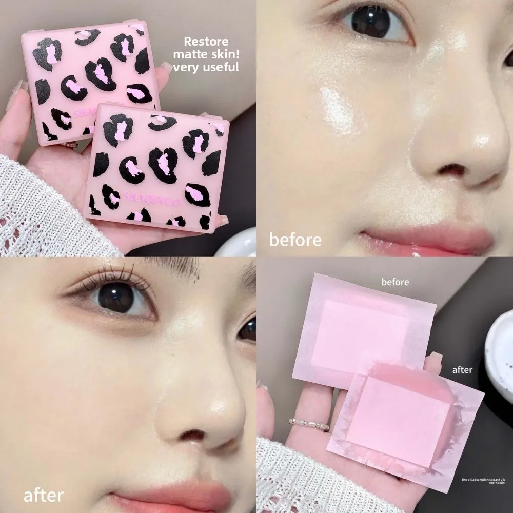 Facial Oil Blotting Paper Sheets With Mirror And Storage Box_voghion.com
