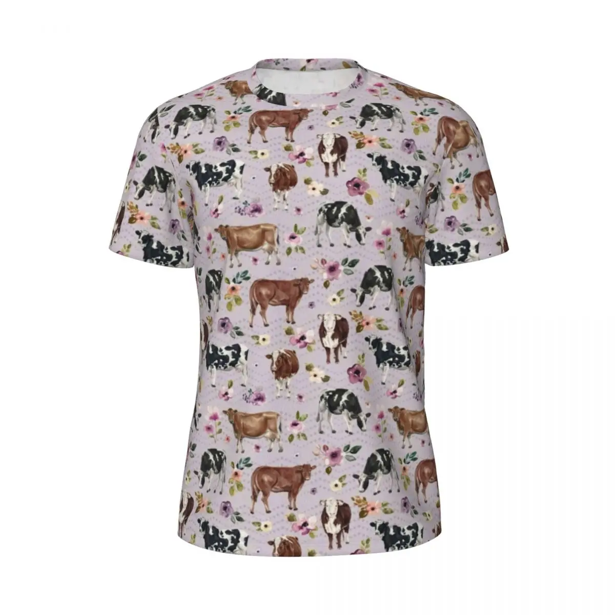 

Спортивная одежда из коровы и цветов, футболка, летняя уличная одежда с акварельными цветами, модная крутая футболка для мужчин, футболки