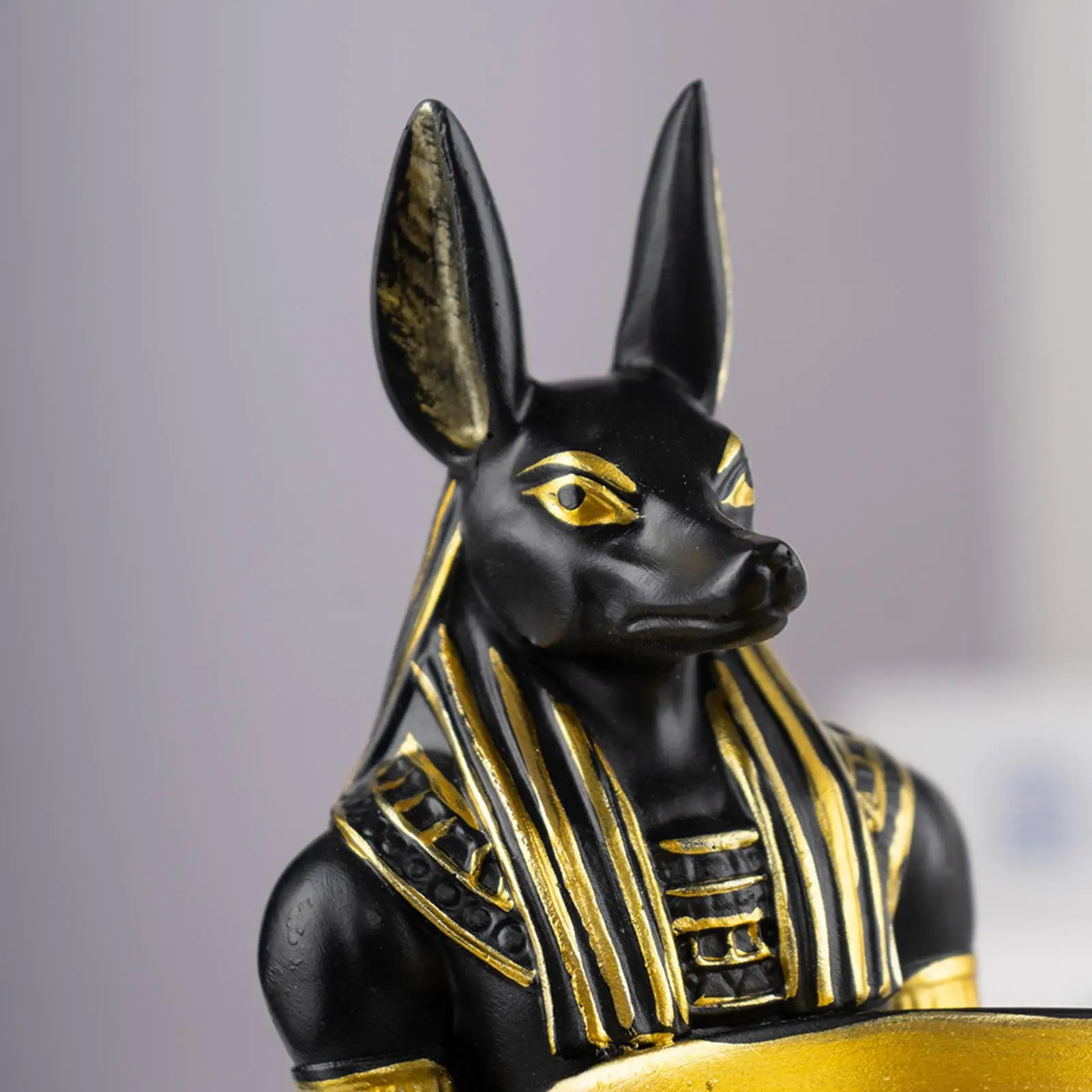 Dog Statue Decorative Resin Animal Sculpture With Bowl Egyptian Dog Desktop Ornament For Living Room Bedroom Shelf Table Study