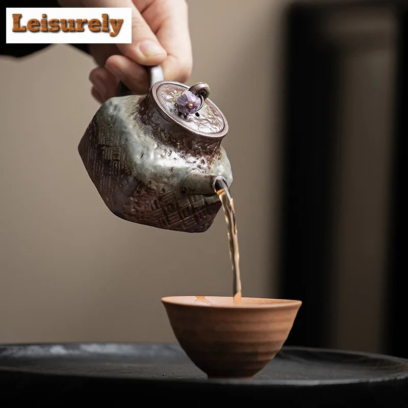 100ml Old Rock Mud Bud Square Teapot Antique Tea Infuser Pot Household Tea Soaking Kettle with Filter Teaware Accessories Gift