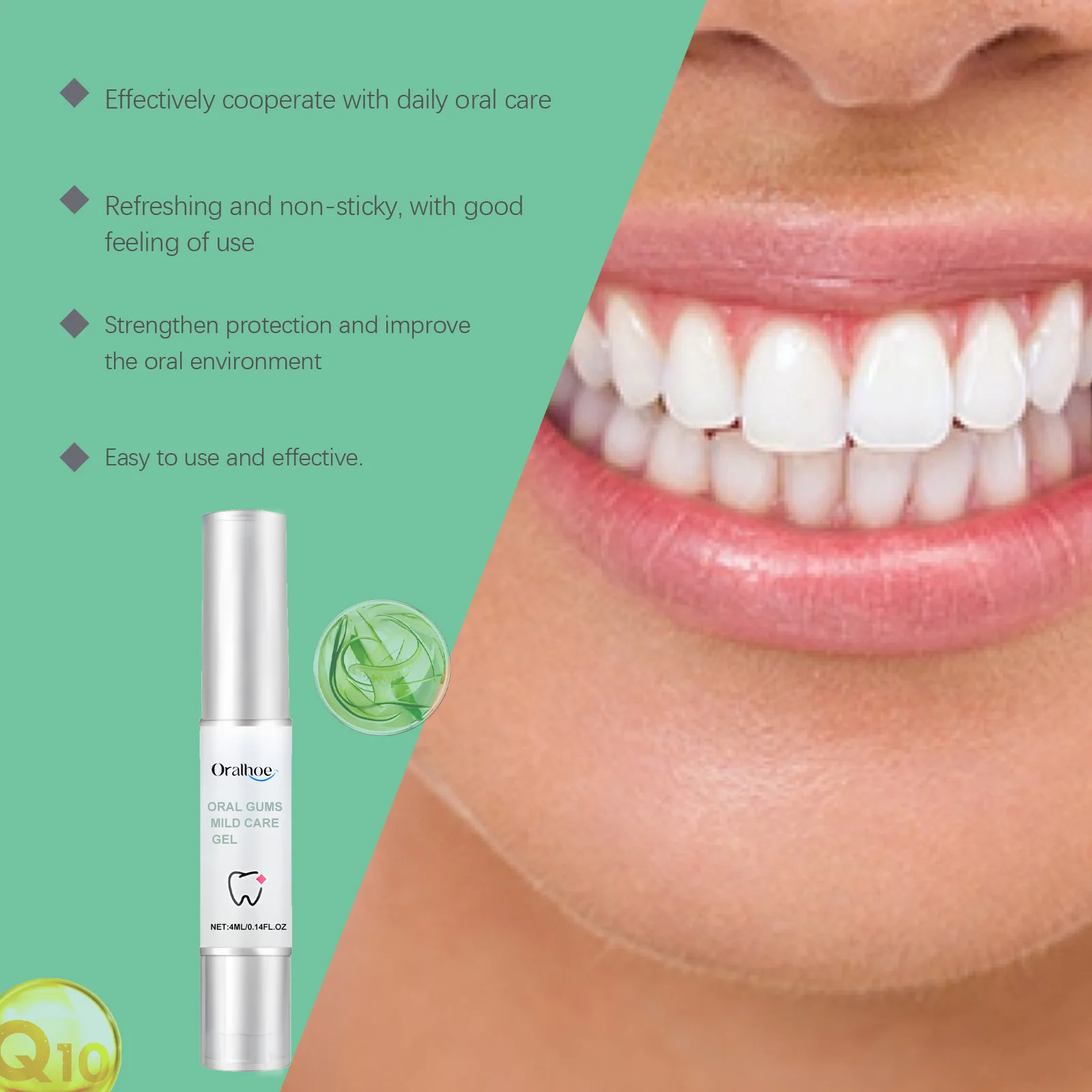 Mild Gum Care Gel Teeth Whitener Improves Gum Health For Inflammation Cleans Teeth and Removes Tea Stains Natural tooth Gel