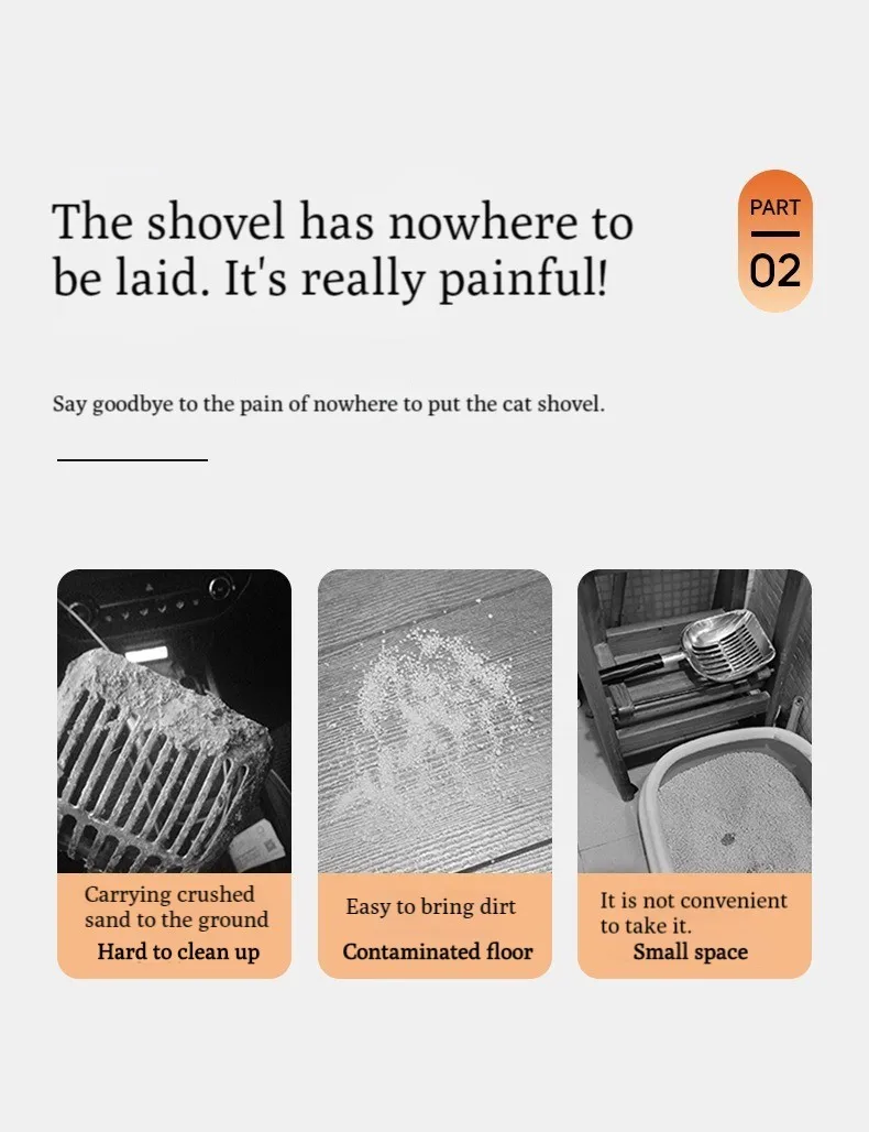 Self-Cleaning Cat Litter Shovel Stainless Steel Metal Scooper