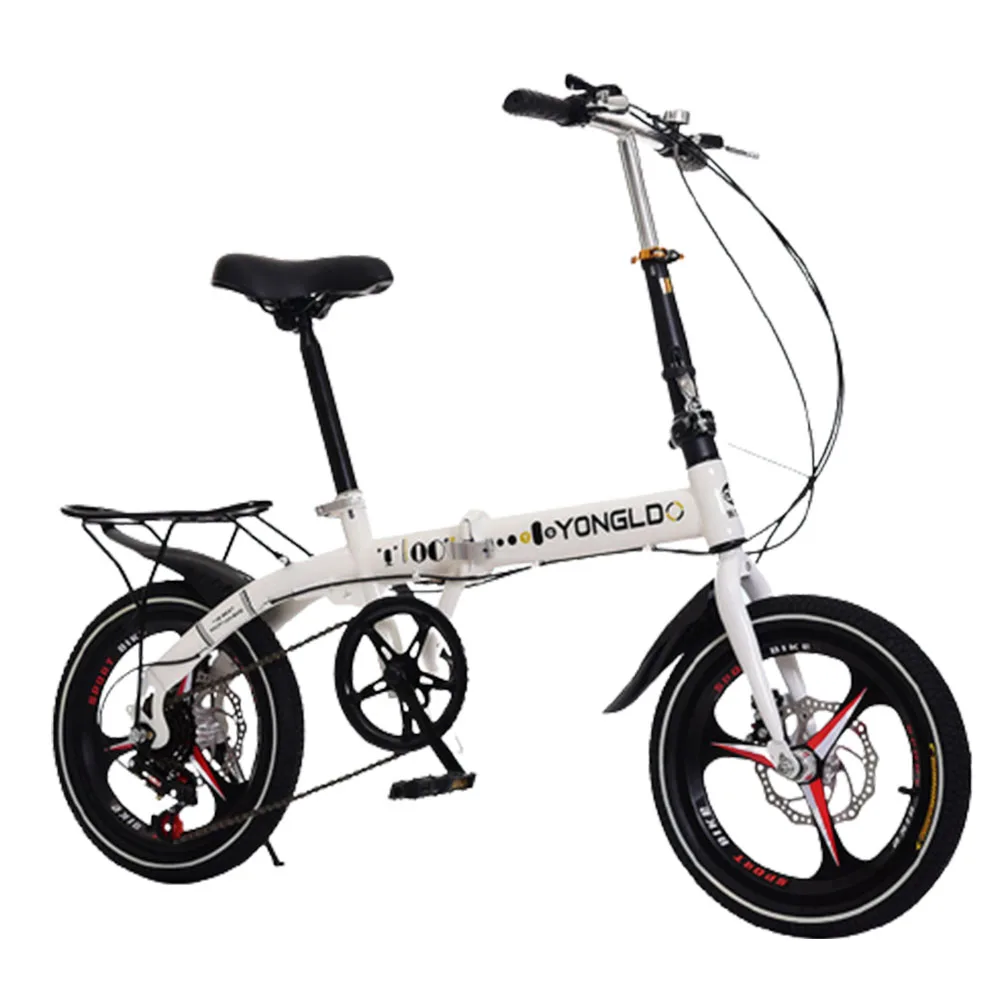 16 Inch Bicycle Front And Rear Dual Disc Brake Folding Bike Titanium