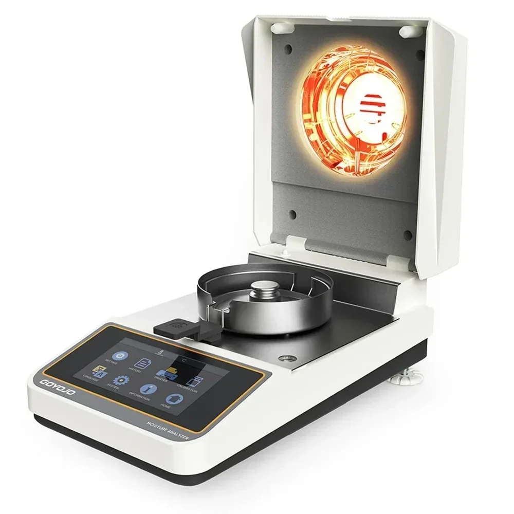 110g/0.001g/0.005g/0.01g Halogen Moisture Analyzer High-Temperature 160&deg;C Touchscreen Display USB & RS232 Connectivity