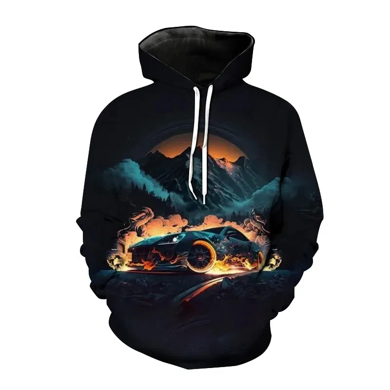 thumbnail image 1 of Sudadera con capucha con estampado 3D de coche deportivo para hombre, sudaderas con capucha informales holgadas de gran tamaño, ropa de calle para hombre, 1 of 5