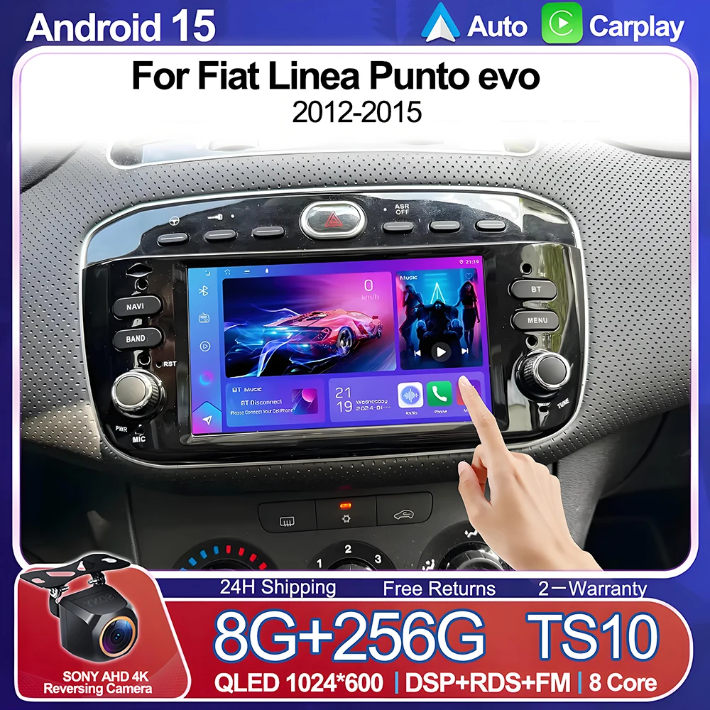 Autoradio Android 2+64GB Para Fiat Punto 2010-2016 Y Linea 2012-2015 – Pantalla 6.2” Con CarPlay, Android Auto Y GPS Offline