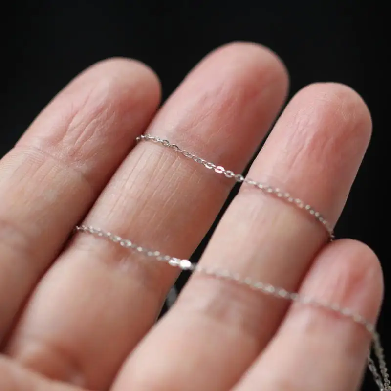 Gold Necklace Chain 14K Solid White Gold Minimal Simple Style