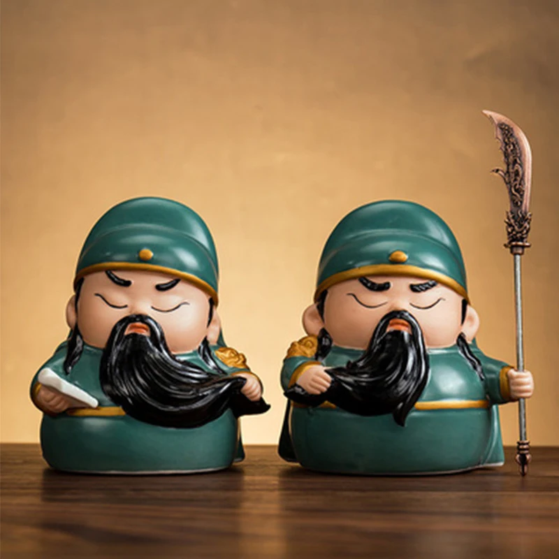 Guan Erye Ceramic Statue of God of Wealth, Creative Living Room and Office, Wealth and Attracting Decoration