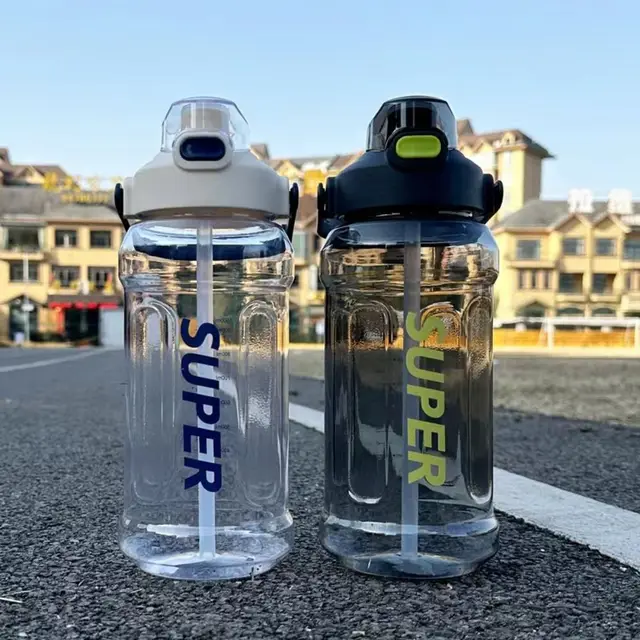 With Straw Sports Kettle with Straw 1.3L 1.5L 2L Graduated Water Cup with Straw Large Capacity Dustproof Fitness Water Bottle 4