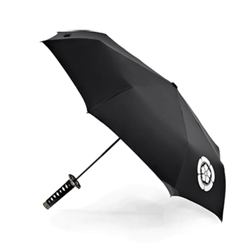 Japanese Short Katana Umbrella Men Creative Three Folding Umbrella Parasol Luxury Black Sunny Rain Umbrellas Nice Gift for Men
