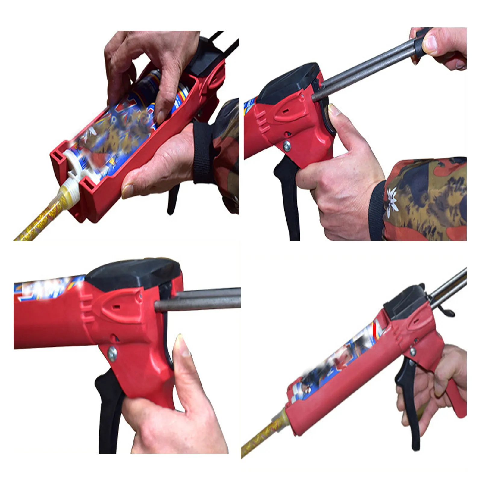 400ml Plastic + Steel Dual Applicator Hydraulic Manual Glue Gun Caulk Gun for Ceramic Tile Seam Home Repair Tool caulking tools caulking gun nozzles caulking gun