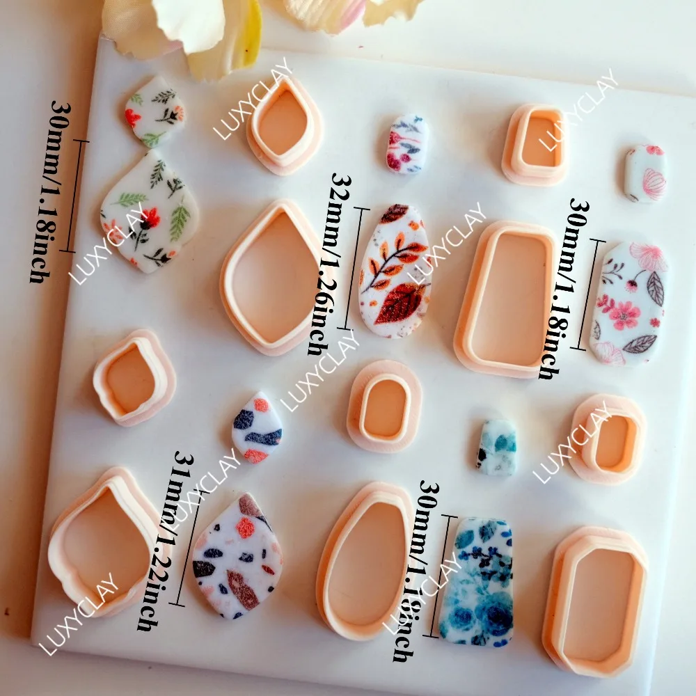 10pcs 기본 기하학적 모양 점토 금형, DIY 귀걸이 및 보석 만들기를 위한 다이아몬드 타원형 사다리꼴 직사각형 폴리머 점토 커터