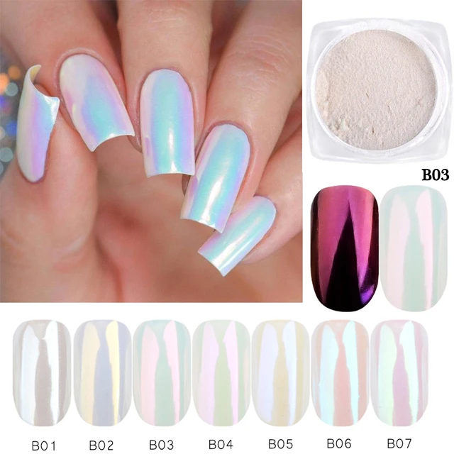 Rainbow Nail Glitter Pearl Neon Pink for Nails Jewelry Glitter Pink Color  Shell Powder Mermaid Pearl Mirror Powder