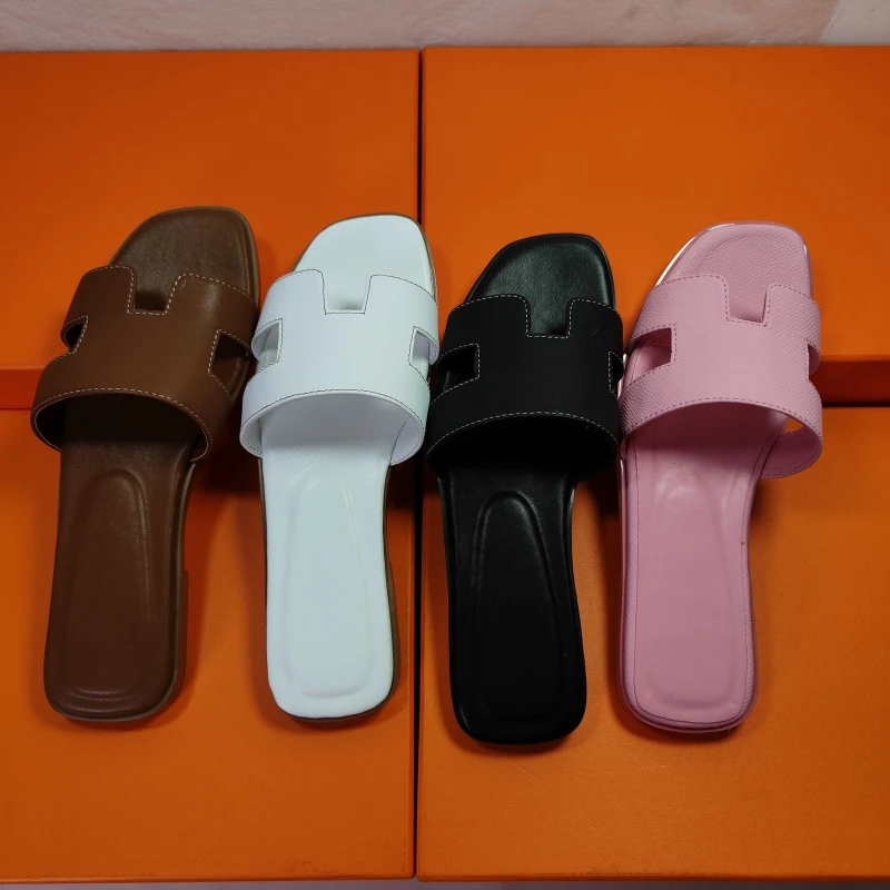 With box Free shipping designer sandals for women slides sliders claquette slippers triple black white ladies beach sandal leath