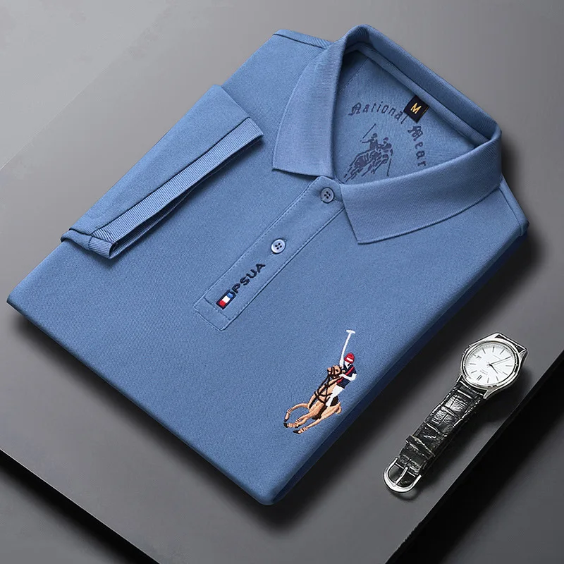 

Fashionable Embroidered Polo Shirt Men's Short-Sleeved T-shirt Summer New Lapel Middle-Aged Half-Sleeved Polo Shirt