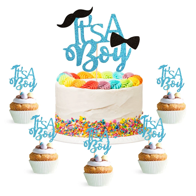 Its A Boy Girl Cake Topper Pink Blue Cupcake Toppers Food Pick Flag for Baby Shower Kids Birthday Gender Reveal Party Decoration
