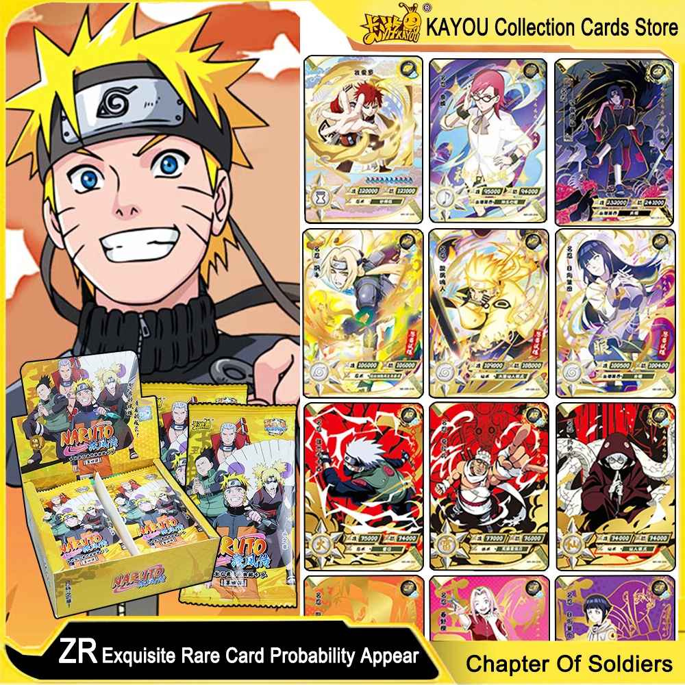 Caja de cartas auténtica de Naruto KAYOU para niños, juego de Anime de