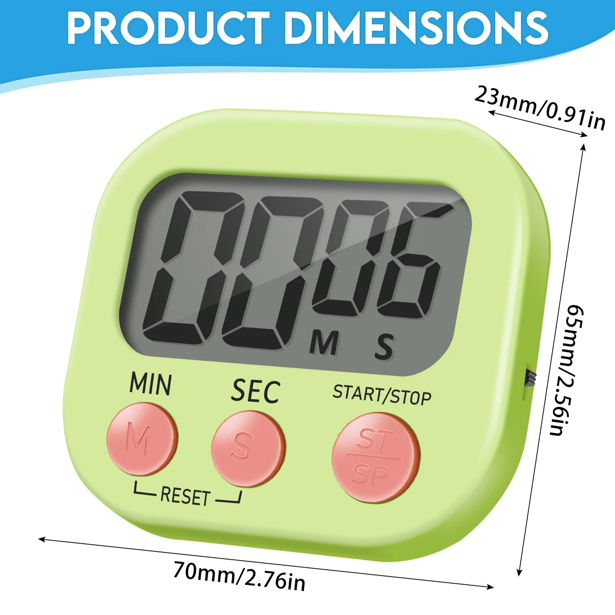 FISHTEC - Minuteur Geant Mecanique Carre 60 Minutes - Grand Format 19 X 19 Cm Zone Colorée Visuelle - Alarme Sonore Puissante Sans Piles - Cuisine Classe Bureau Sport Enfants