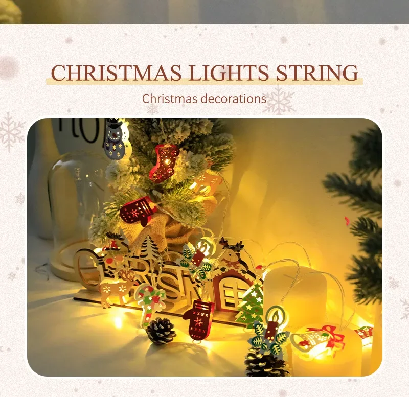 Christmas LED Light String Santa Claus Elk Snowman Xmas Ornament String  Light Christmas Decorations 2023 New Year Navidad Gift