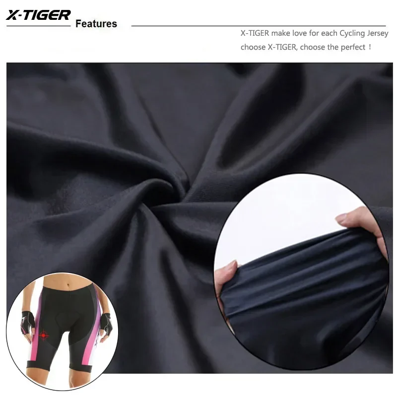 X-Tiger Pro Women's Cycling Bib Shorts Summer Cycling Bib Shorts Lycra Pro Trousers 3D Gel Padding Coolmax