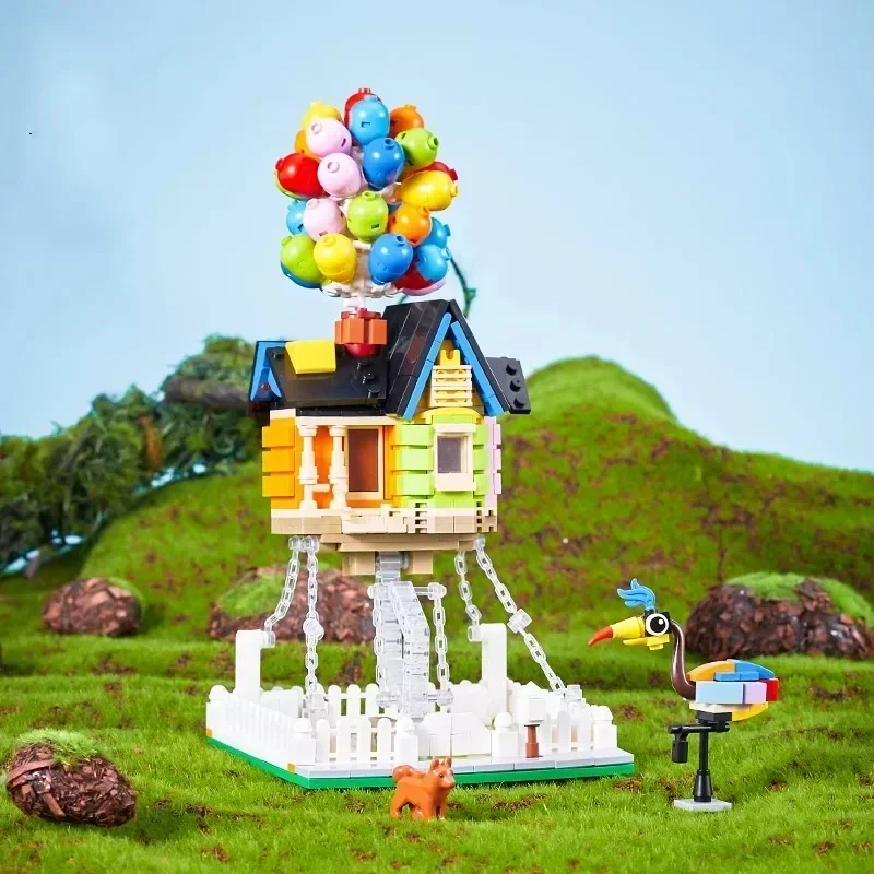 HOT TOYS Balloon Cabin Ring Travel Notes Building Block Movie cottage Set Children Princess girl DIY Gift Toy building block toys craft toys