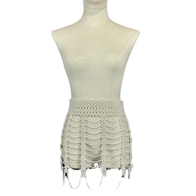 Faux Pearl Waist Chain Skirt 5
