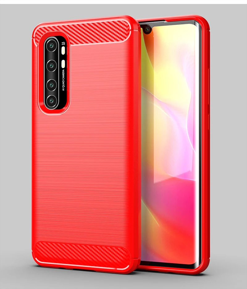 For Xiaomi Mi Note 10 Lite Case Rubber Bumper Carbon Fiber Cover