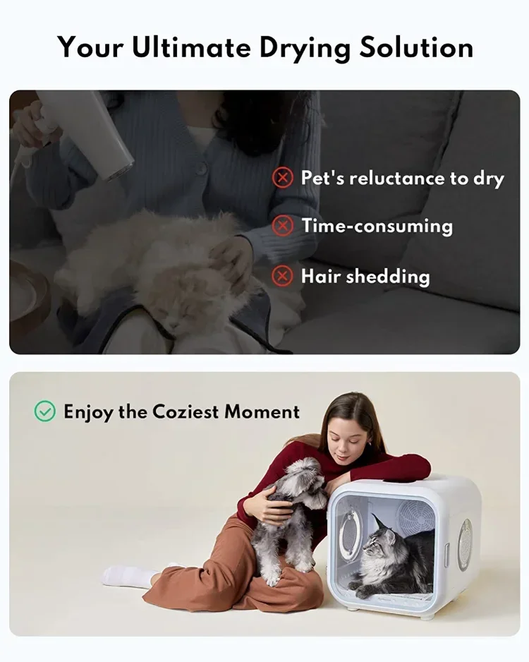 HOMERUN 50L 62L Pet Drying Box 900W 220V Automatic Hair Dryer for Cat Hair Blowing Machine Smart Small Dog Dryer