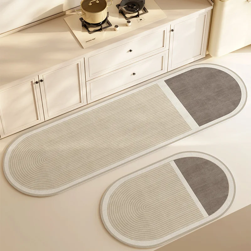 VIKAMA Modern Light luxury kitchen floor mat Entry door washless door mat Waterproof household non-slip and dirty foot RUG floor mat