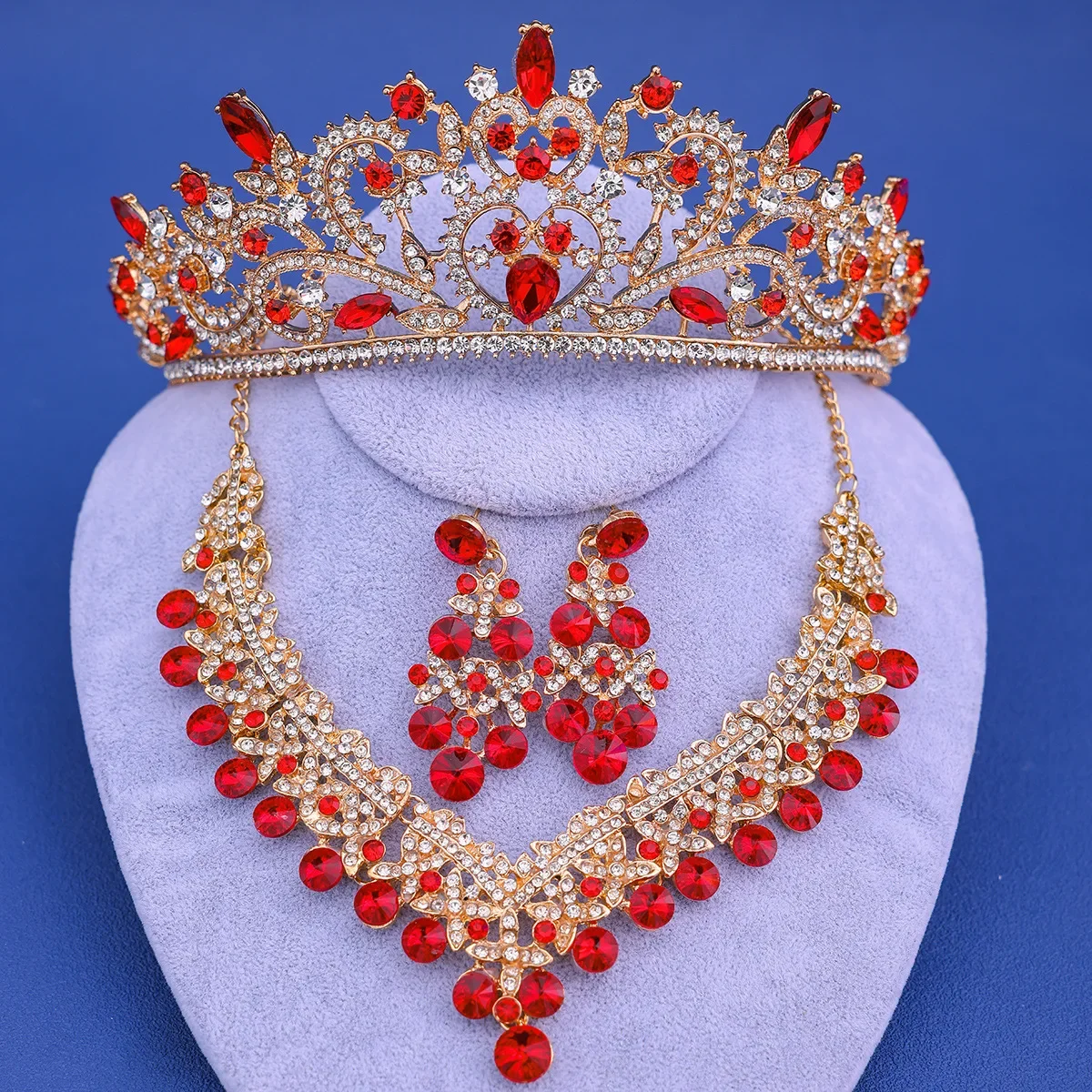 

Quality Silver Color Water Drop Bridal Jewelry Sets Princess Tiaras Necklace Earrings Wedding Crown Jewelry Accessories