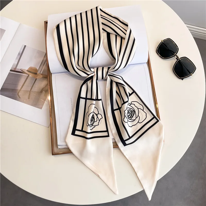 Sc74b352b8a274c5cb9e192c5bbb357938 Fashion Headbands Silk Neck Scarves For Women Long Hairband Print Bag Scarfs Neckerchief Hair Ribbons Tie Scarf Ladies 14x145cm Mallzona