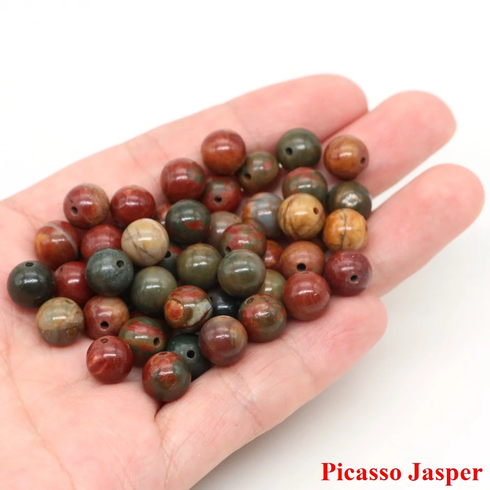 thumbnail image 1 of Cuentas de piedra natural, ojo de tigre, amatista, ágata, jaspe, cuarzo rosa, cuentas redondas sueltas para hacer joyas, pulseras DIY, 4/6/8/10 mm, 1 of 5