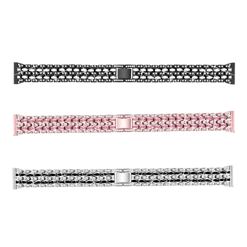 Hot-Suitable For Huawei B5 Diamond Strap Metal Five Bead Row Bracelet Watch | Электроника