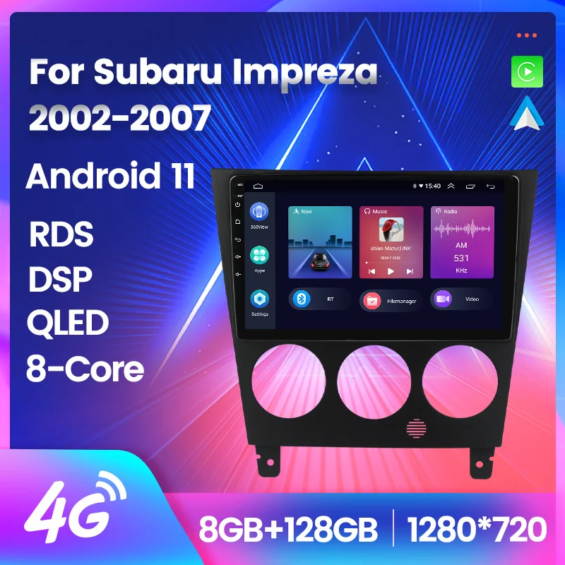 

Android 11 Car Radio Android Auto Audio Stereo For Subaru Impreza 2002-2007 8-core GPS Navigation Carplay+Auto WiFi+4G DSP QLED