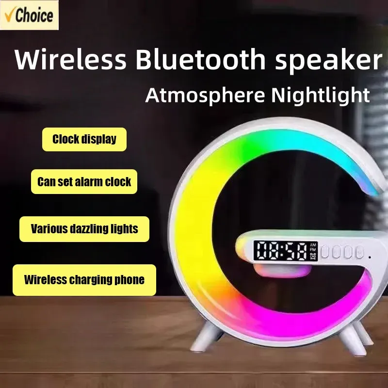 G63 speaker wireless charger tablet holder TF card RGB night light alarm clock iPhone Xiaomi Samsung fast charging dock