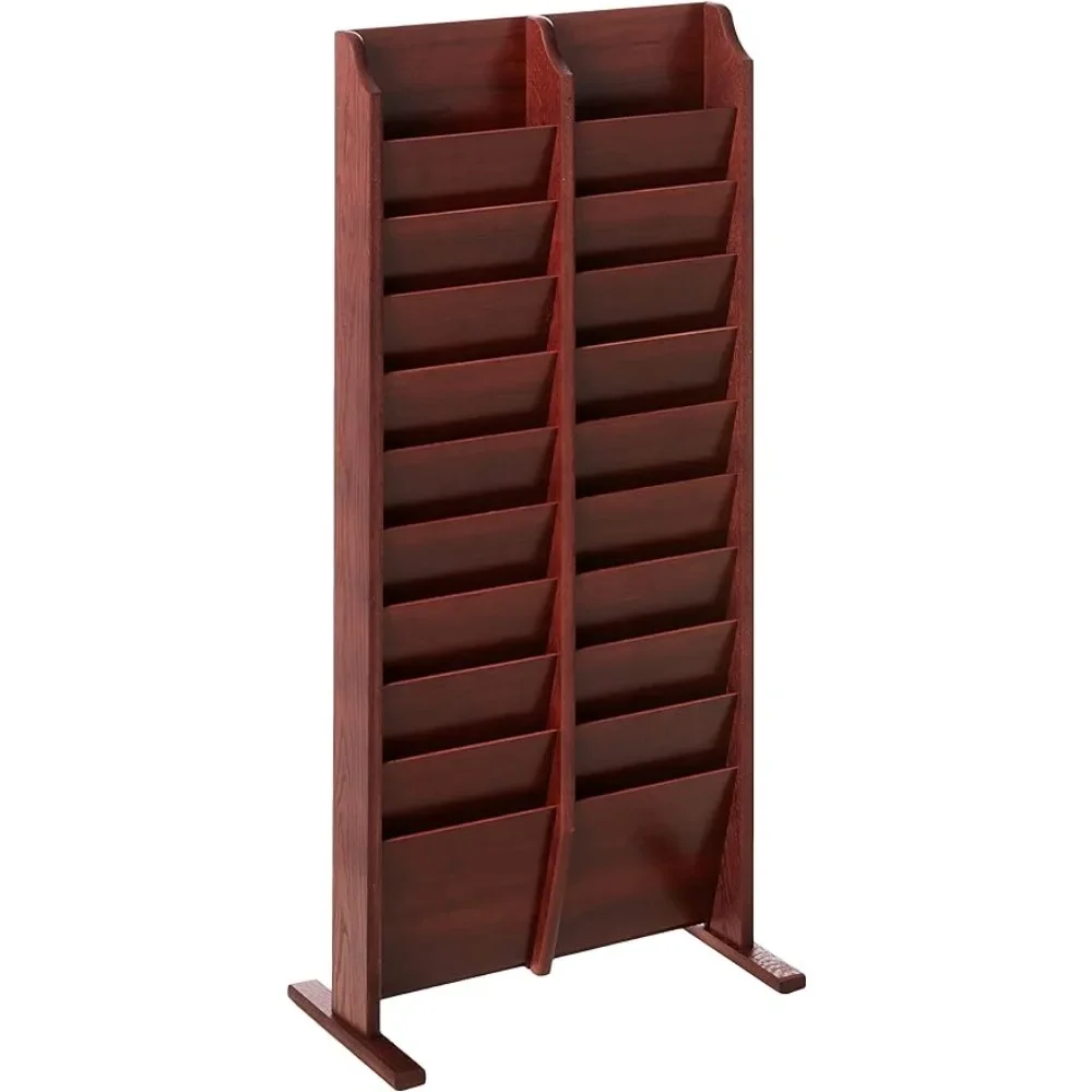 20 Pocket Cascade Free-Standing Rack Magazine Holder Book Shelf Mahogany Freight Free Office Furniture contemporary mahogany solid wood magazine rack 15 75 in l x 10 25 in w x 11 25 in h