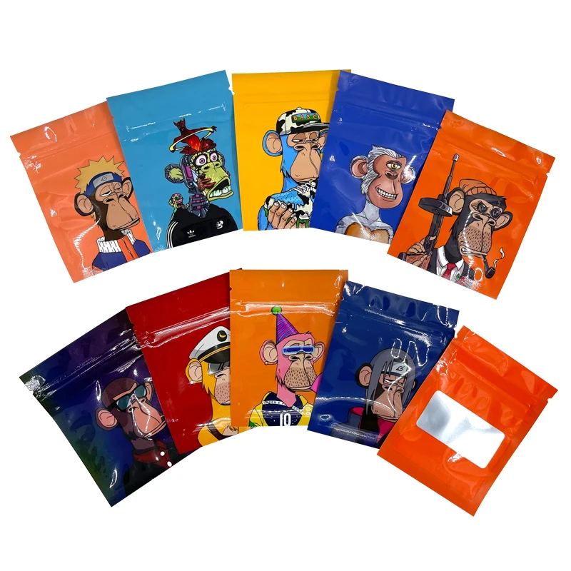 1g 7x9cm Nft Monkey Bag Aluminum Foil Zip Lock Pouch Cookie Packaging