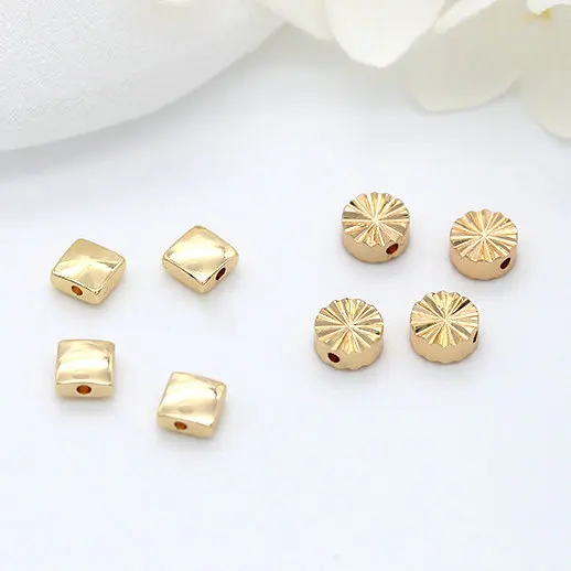 Brass Jewelry Accessories 14k Gold Plated Beads Brass Bracelet Beads 20pcs 5mm 6mm
