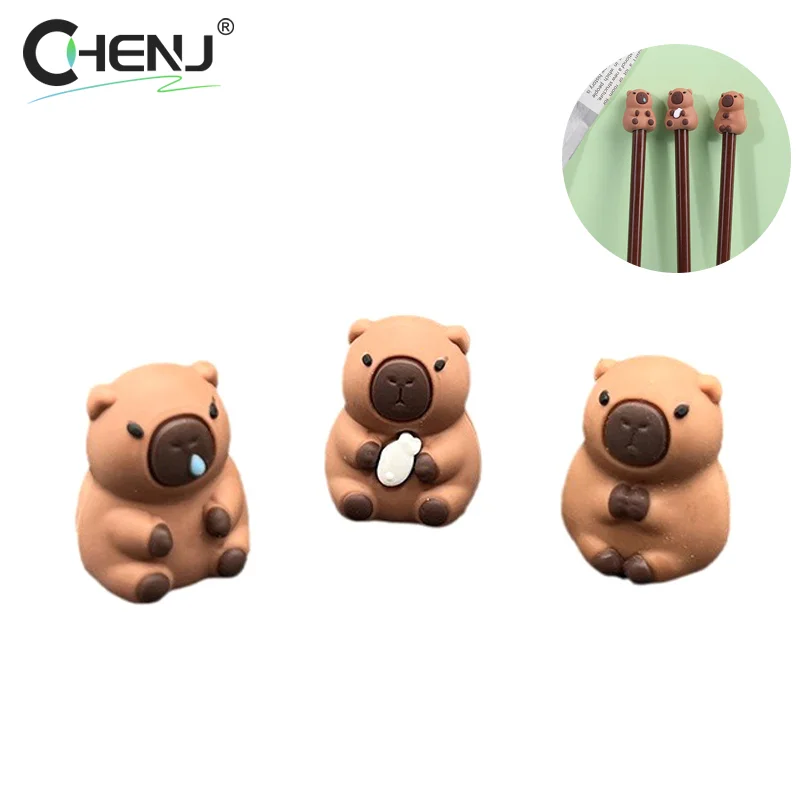 Writing Stationery Pencil Extension 10PCS Cartoon Cute Capybara Pencil Cap Silicone Pen Topper Covers For Kids Cute Pencil Extender Stationery School Supplies