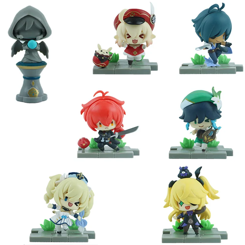 7Style Genshin Impact Account Battlefield Heroes Theme Series Blind Box Kawaii Action Figure Mystery Box Pvc Model Toys For Girl