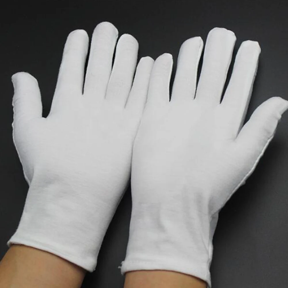 

1 Pair Men Women New Full Finger White Cotton Gloves Working Etiquette Waiters/Drivers/Jewelry/Workers Mittens Sweat Gloves