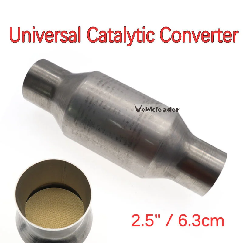 

2.5 Inch/63mm Car Catalytic Converter High Flow Sport Exhaust 400 Holes Stainless Steel Universal Exhaust Engine Accessorie