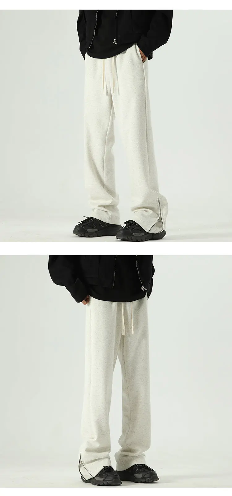 Description Picture 3 of itemMen High Street Fashion Loose Casual Zipper Hem Sport Pants Sweatpants Joggers Women Hip Hop Long Trousers