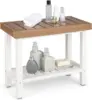 Shower Bench Stool, Waterproof HDPE Shower Seat with Storage Shelf for Shaving Legs, Non-Slip Foot Pads(Brown & White) 1