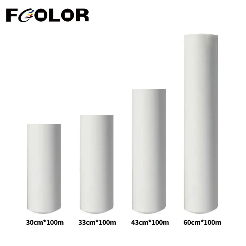 Fcolor 60cm*100m DTF PET 필름 롤, XP600 R1390 L1800 L805 DTF 프린터용 티셔츠 직접 열전사 필름, 핫 필링 필름