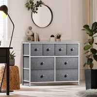 Dresser with 8 Drawers - Chest Clothing Organizer Unit with Steel Frame Wood Top Knob Handle Easy Pull Fabric Bins - Larg 2