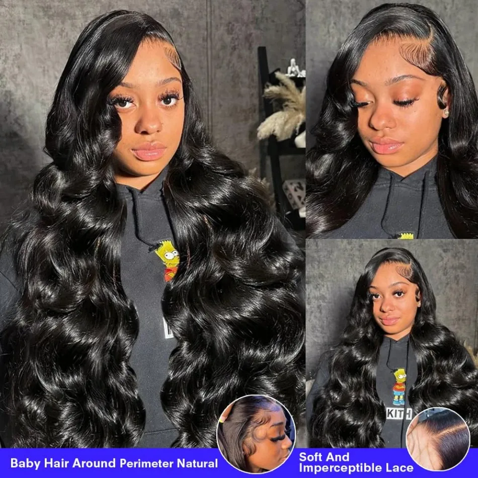 Body Wave Human Hair Wigs 13x6 Hd Lace Frontal Wigs 220 Density 40 Inch For Black Women Pre Plucked Loose Wave Lace Frontal Wig 3
