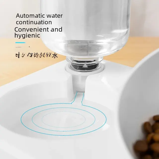 Double Bowl Automatic Watering Pet Anti-overturn Rice Plastic Cat Dog Food Bowl Cats Dogs Pet Tableware 2