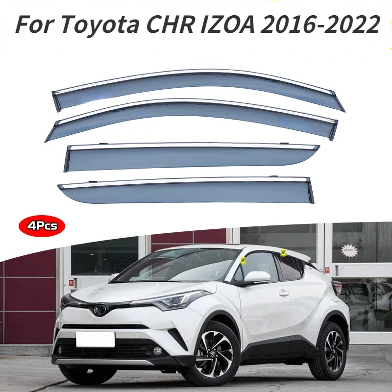 Window Visor For Toyota CHR IZOA-Accessories Outer Trim Chrome Deflectors Rain Guard Door Visor Vent Shades Ventvisor